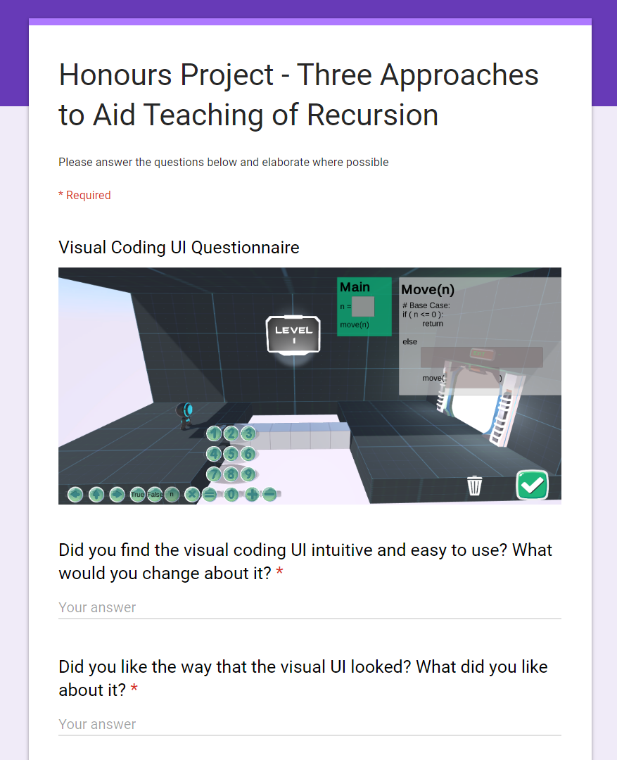 Google Form: Three Approaches to Aid Teaching of Recursion